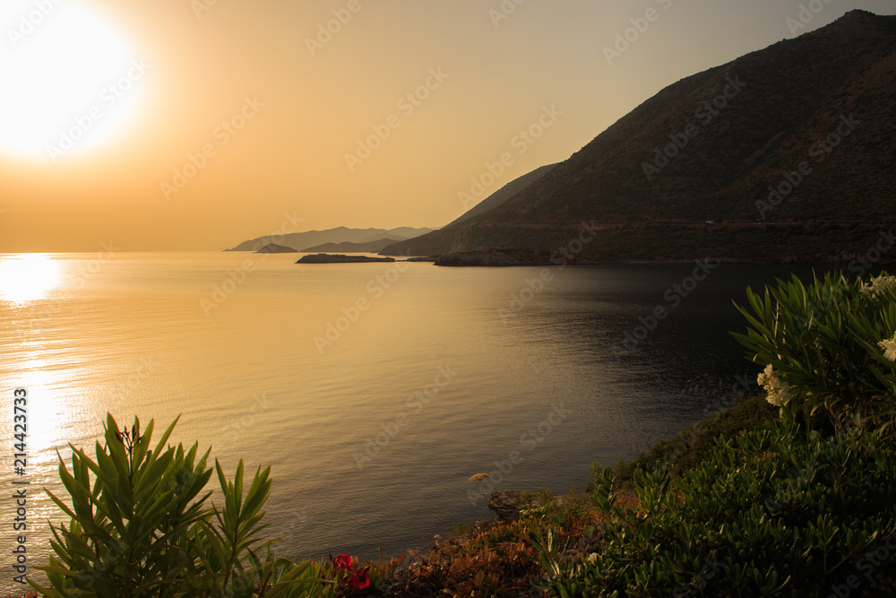 Greece. Crete. The Bay at sunset.