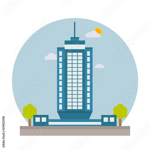 Skyscraper tower vector flat illustration