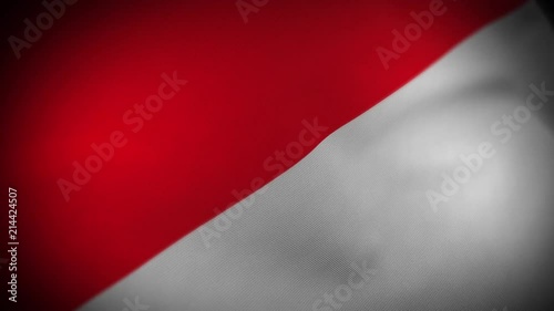 Flag of Indonesia - Photo realistic close up of waving flag. Extreme depth of field. 3d Render.