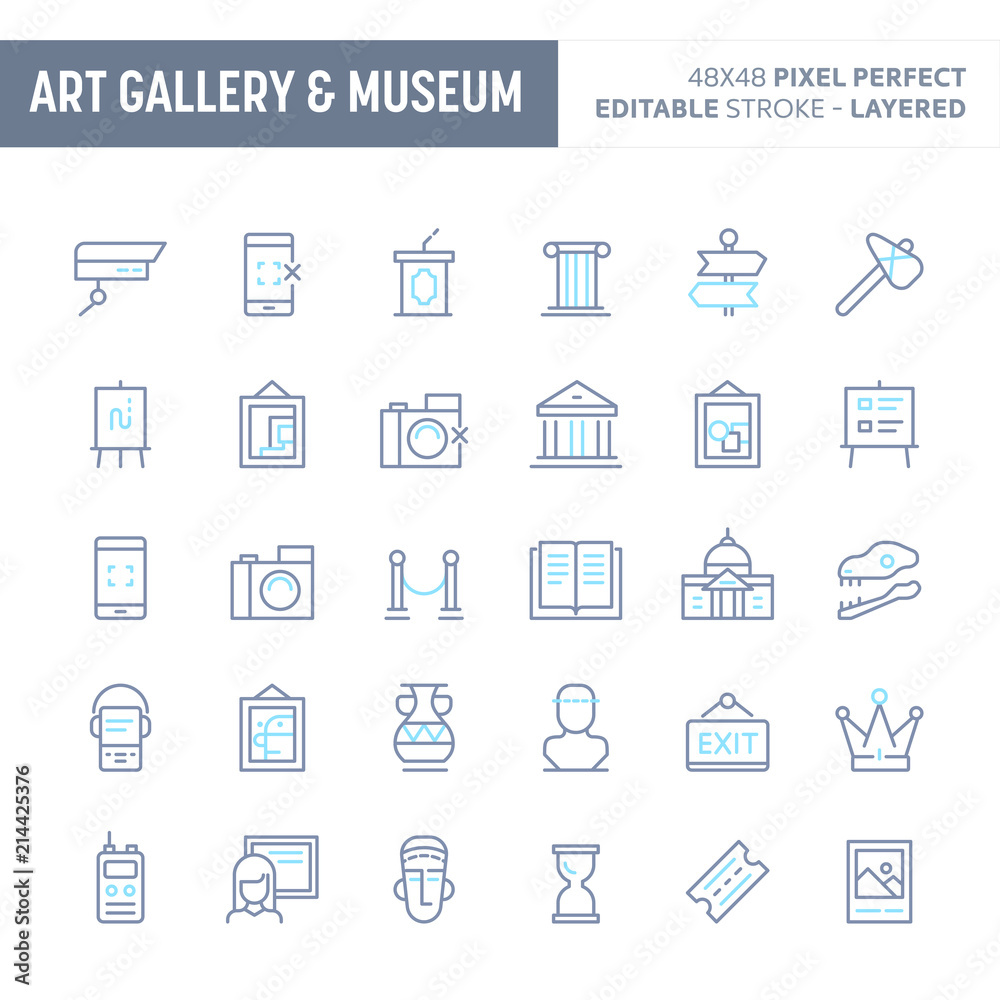 Art, Museum & Historical Gallery Minimal Vector Icon Set (EPS 10).