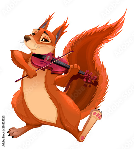 Funny squirrel is playing the violin.