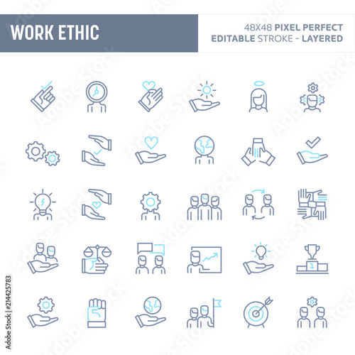 Work Ethic Minimal Vector Icon Set (EPS 10)
