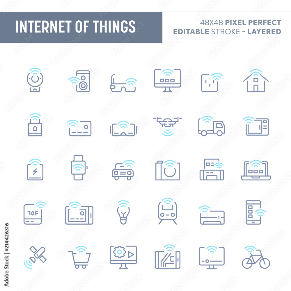 Internet of Things Minimal Vector Icon Set (EPS 10)