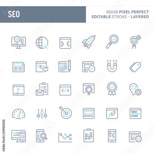 Search Engine Optimisation (SEO) Minimal Vector Icon Set (EPS 10)