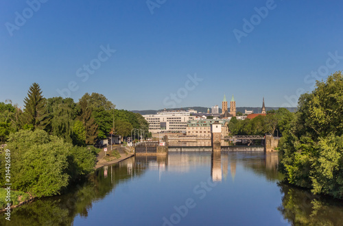 River Fulda and cityscape of Kassel, Germany