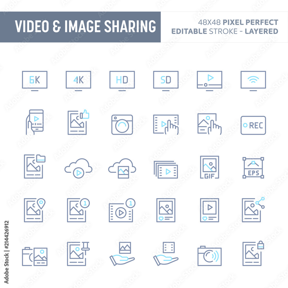 Video & Image Sharing Minimal Vector Icon Set (EPS 10) Video & Image Sharing Minimal Vector Icon Set (EPS 10)