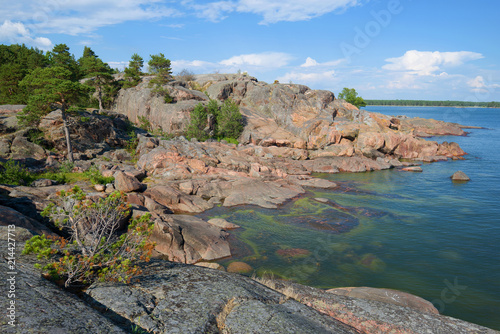 A July day on the rocks of the peninsula of Hanko. Southern Finland