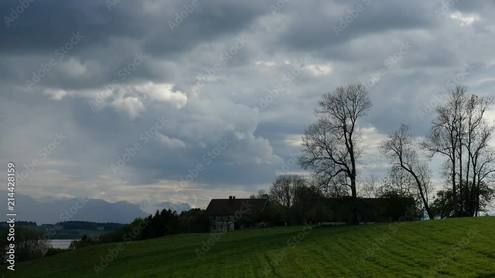 Panoramic View at Wallersee Lake in Salzburg Timelapse with Clouds Panoramic View at Wallersee Lake in Salzburg Timelapse with Clouds