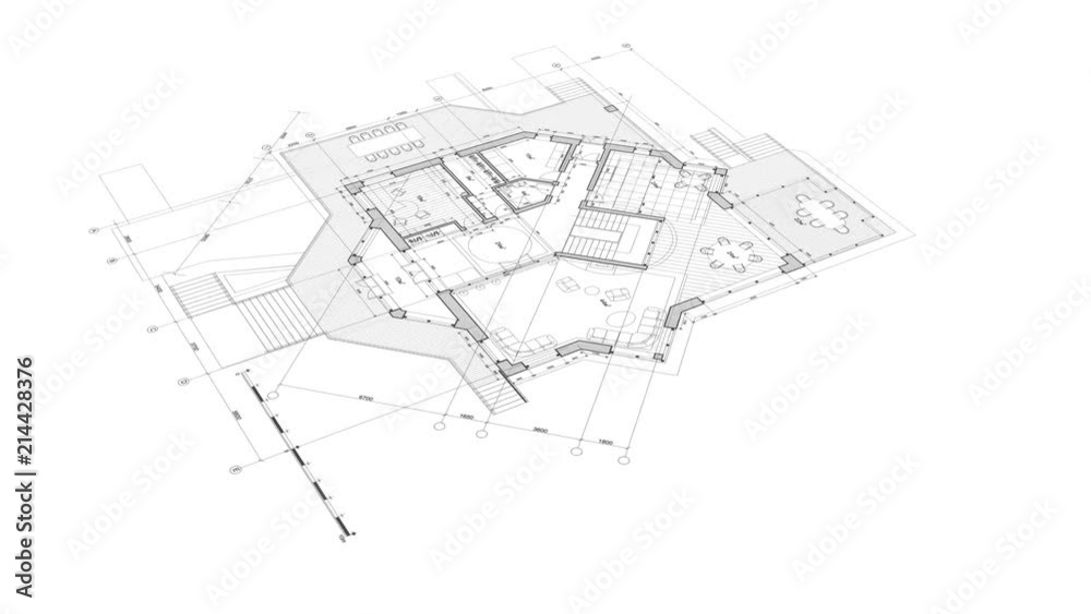 Architecture design: blueprint plan - vector illustration of a plan modern residential building / technology, industry, business concept illustration: real estate, building, construction, architecture