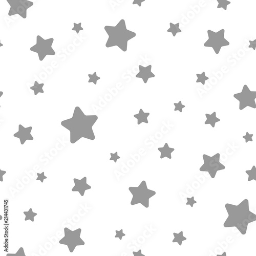 Seamless pattern with soft grey stars on white background. Seamless abstract pattern
