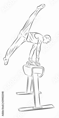 illustration of gymnast on the pommel horse, vector draw