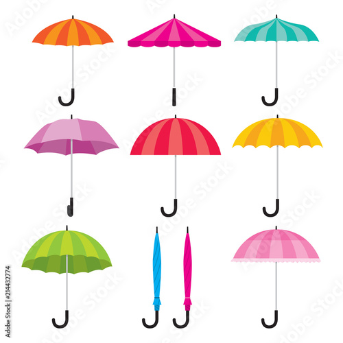 Umbrella Objects Icons Set  Colorful