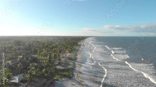 top view of waves hitting the shore. canavieiras, bahia, brazil