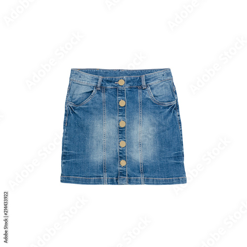 Blue denim skirt on a white background. Isolate. Fashion Concept © somemeans