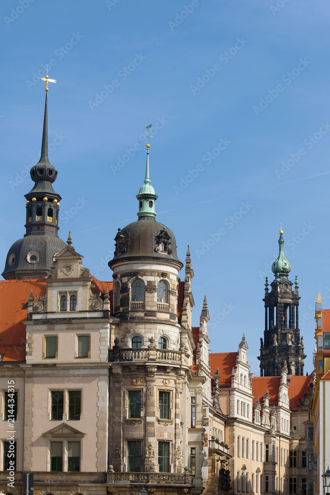 Obraz premium Corner of old Dresden on a sunny afternoon. Germany