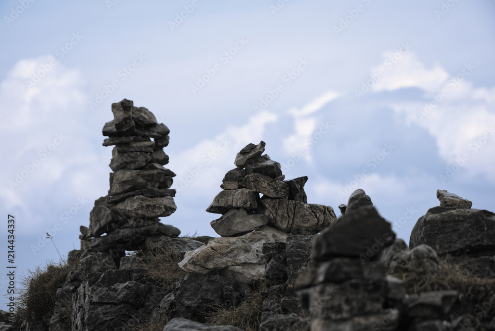 A beautiful rock statue on the top Veľký Kriváň in Slovakia mountains