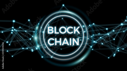 Blockchain connection background 3D rendering