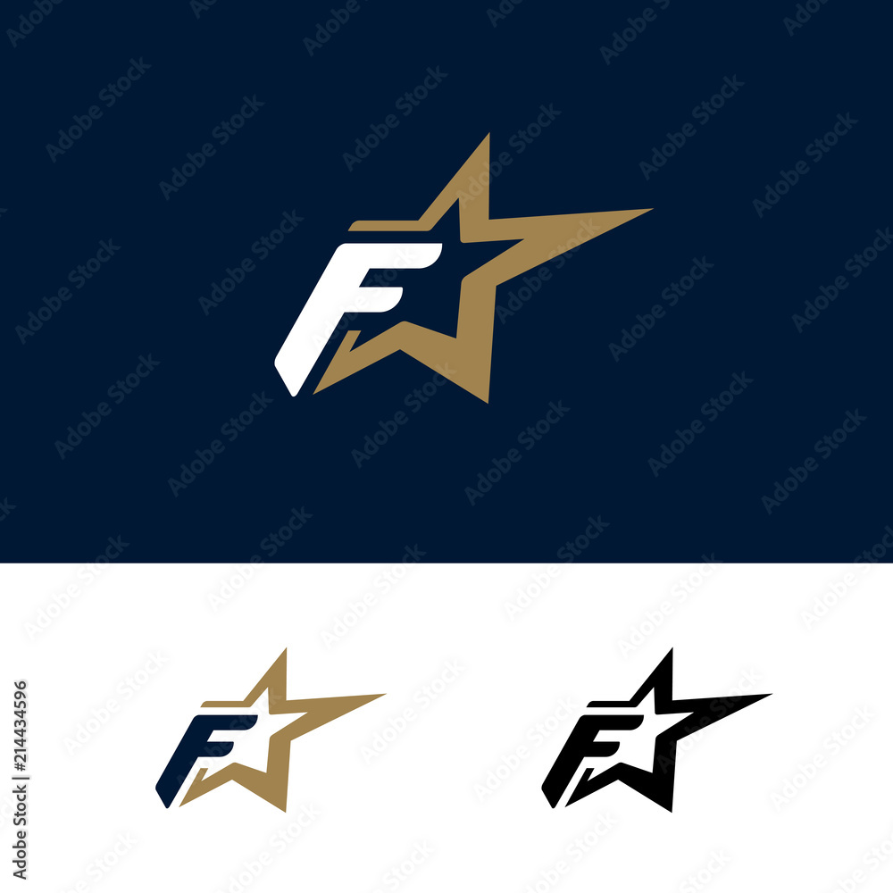 Letter F logo template with Star design element. Vector illustration. Corporate branding identity