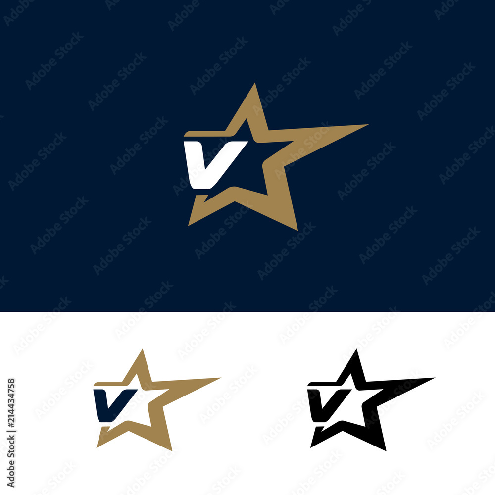 Fototapeta premium Letter V logo template with Star design element. Vector illustration. Corporate branding identity