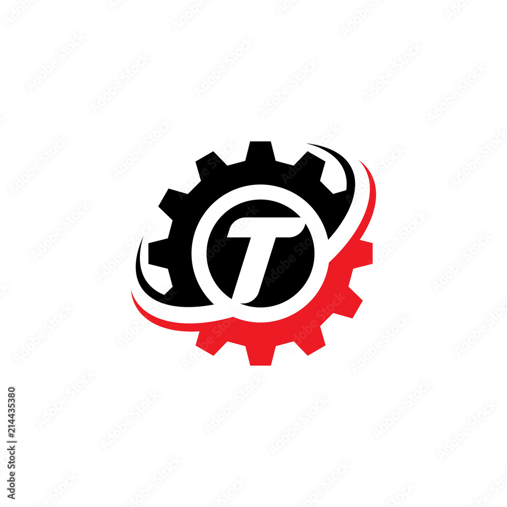 Letter T Gear Logo Design Template Letter T Gear Logo Design Template