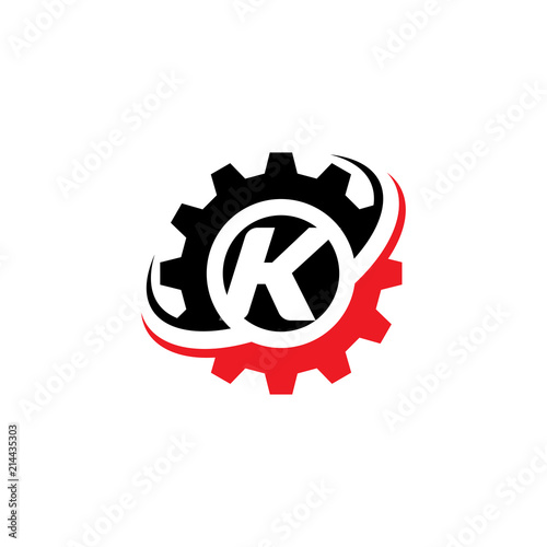 Letter K Gear Logo Design Template photo