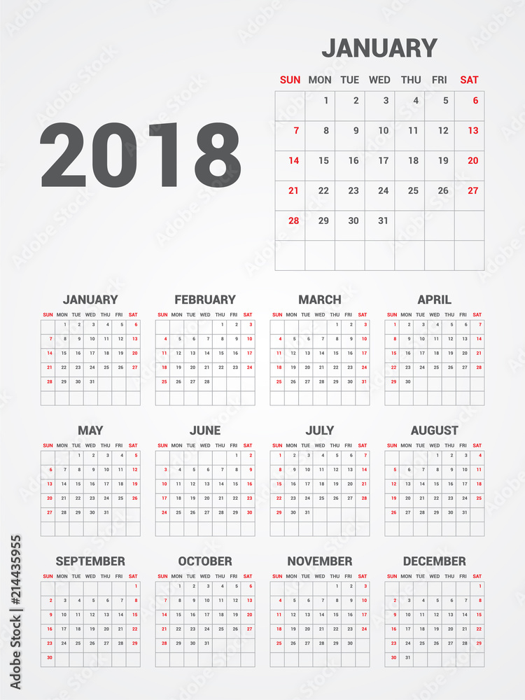 Calendar 2018. EPS 10. Calendar 2018. EPS 10.