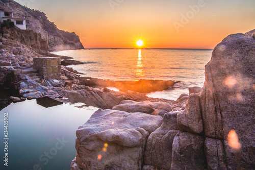 Sunrise in Begur, Costa Brava, Spain Fototapet