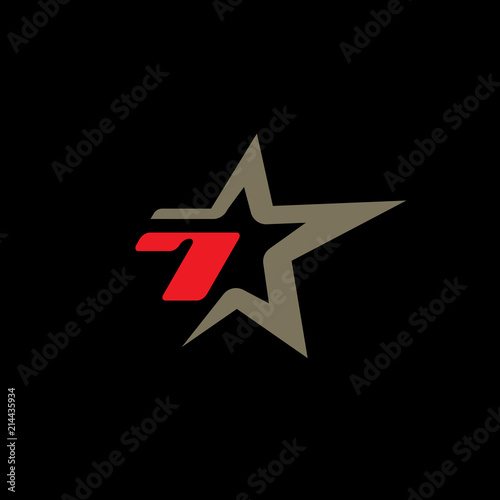 Number 7 logo template with Star design element.