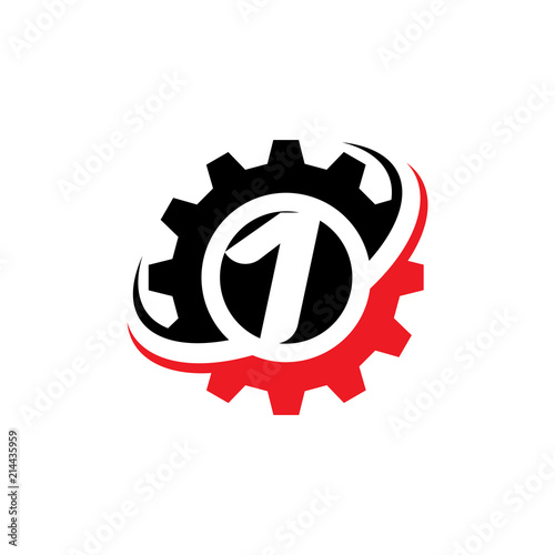 Number 1 Gear Logo Design Template photo