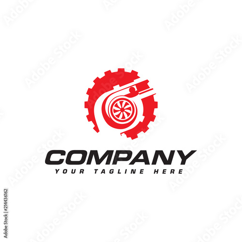 turbocharger and gear logo. Automotive performance logo