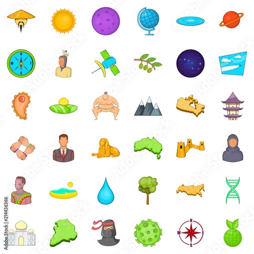 Around the world icons set. Cartoon style of 36 around the world vector icons for web isolated on white background