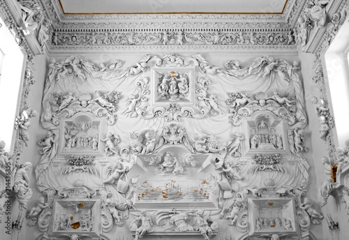 Wide angle view of the interior stucco of the Oratory (Oratorio) di Santa Cita, Palermo Sicily Italy photo