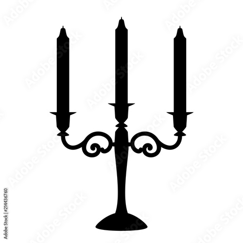 Candlestick silhouette white background. Candlestick simple sign. Design element.