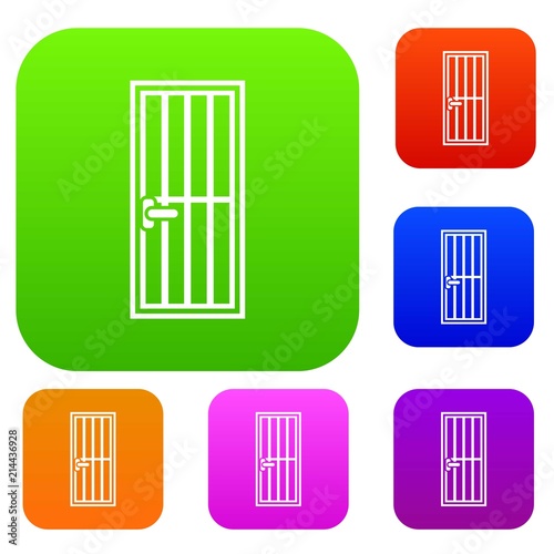 Steel door set icon in different colors isolated vector illustration. Premium collection