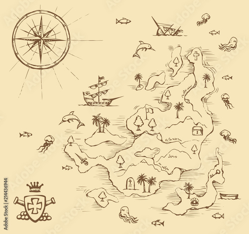 Wallpaper Mural Geographic map. Vector drawing Torontodigital.ca