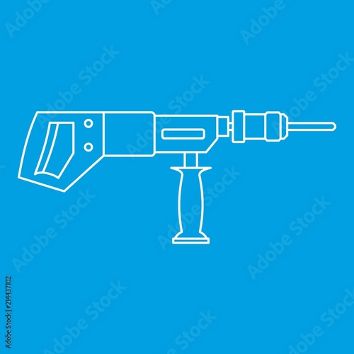 Electric drill, perforator icon blue outline style isolated vector illustration. Thin line sign