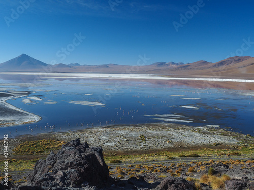 Altiplanic High Altitude Lake in Bolivia Desert, Uyuni
