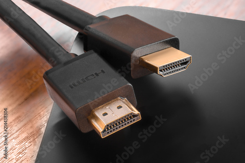 hdmi cable connectors black with gold, connection to a mini TV set attachment photo