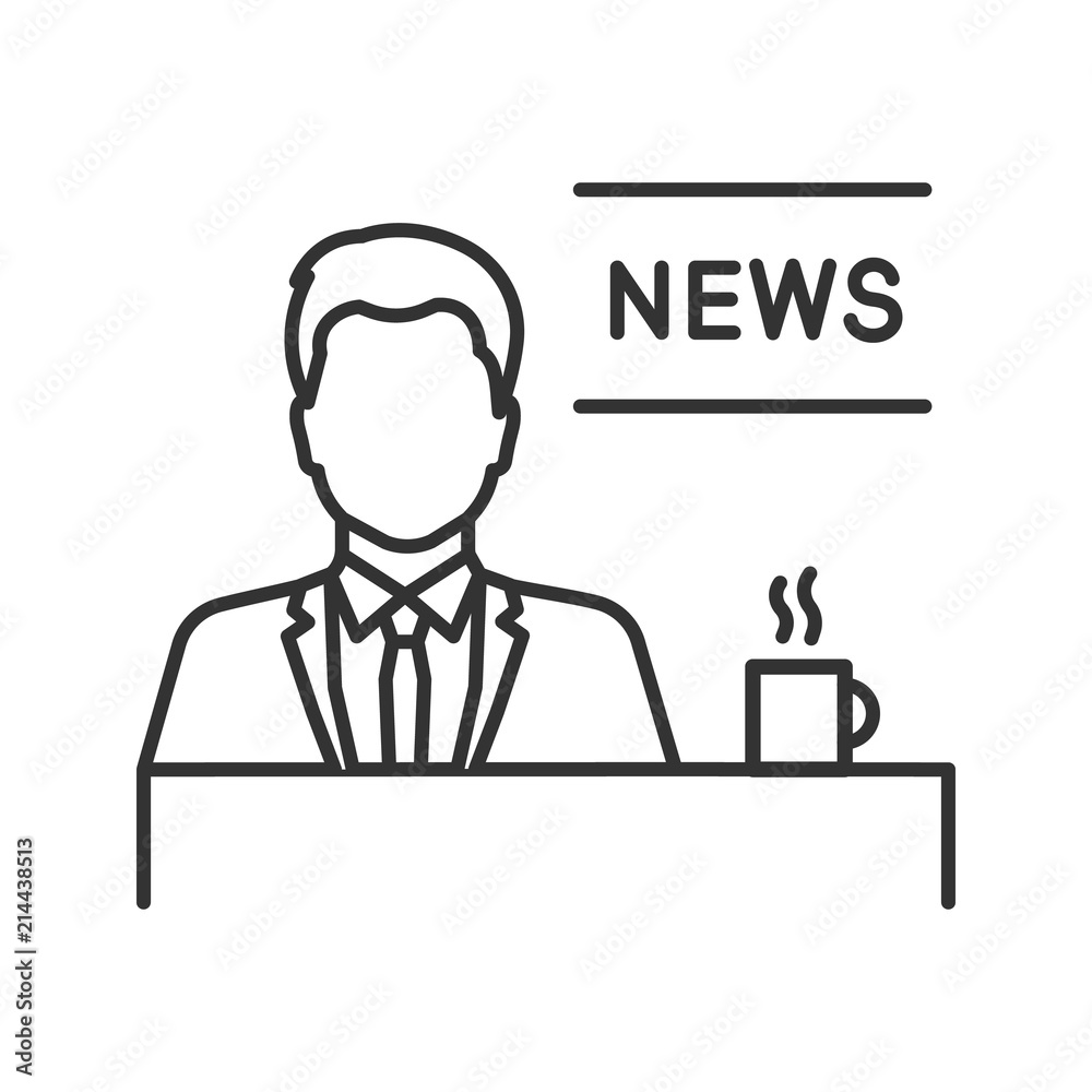 TV presenter linear icon TV presenter linear icon