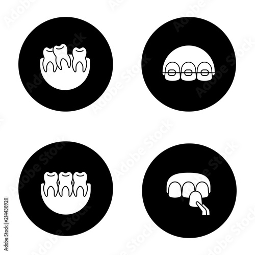 Dentistry glyph icons set