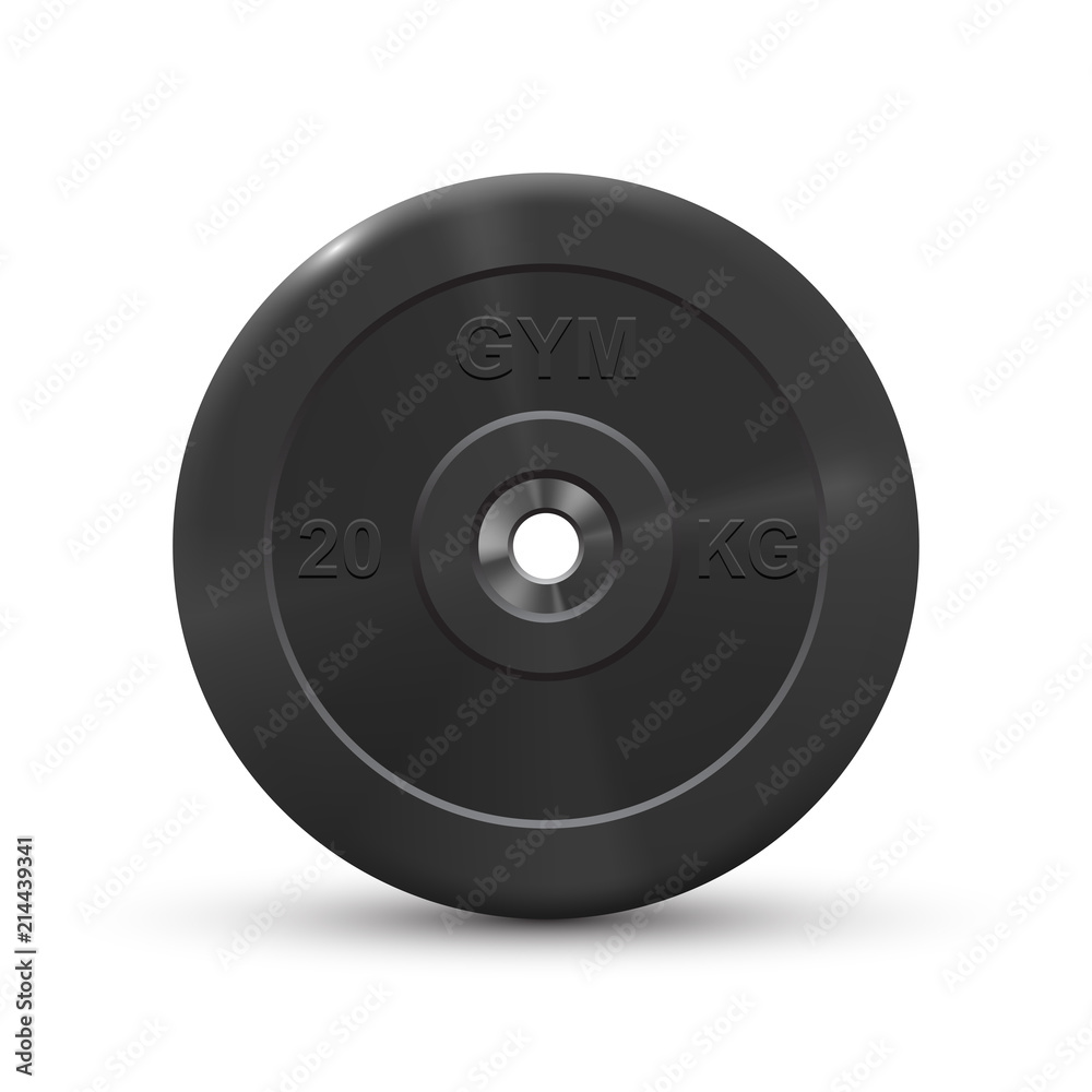 Realistic barbell plate illustration, isolated on white