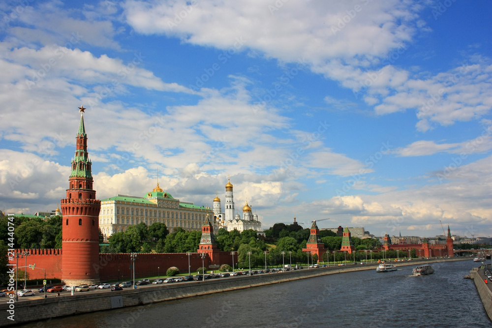 Moscow Kremlin on the river bank
