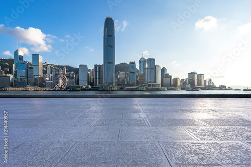 empty square with city skyline