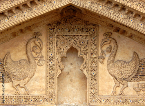Canvastavla View of Peacock shape on the ruins of Golconda fort built in 1600s,,qutb shahi r