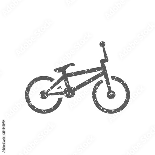 BMX bicycle icon in grunge texture. Vintage style vector illustration.