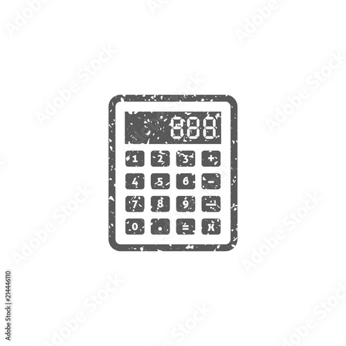 Calculator icon in grunge texture. Vintage style vector illustration.