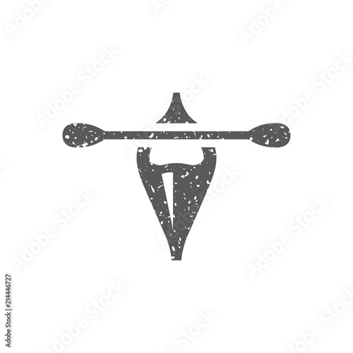 Canoe icon in grunge texture. Vintage style vector illustration.