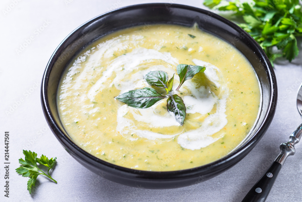 Zucchini cream soup puree. 