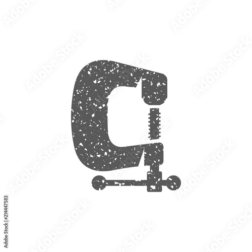 Clamp tool icon in grunge texture. Vintage style vector illustration.