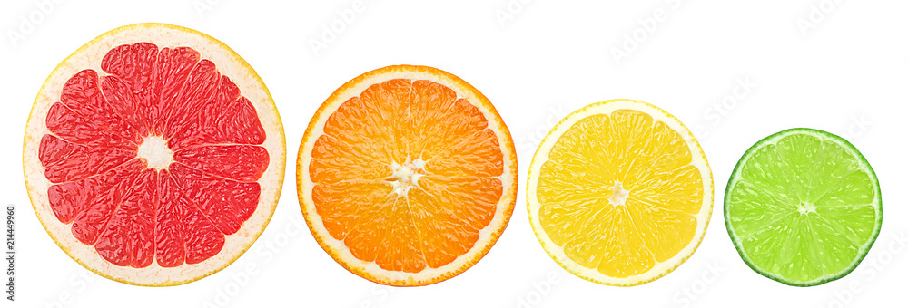 citrus slice, grapefruit, orange, lemon, lime, isolated on white background, clipping path citrus slice, grapefruit, orange, lemon, lime, isolated on white background, clipping path
